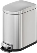 GarveeHome 1.6 Gal Step-On Trash Can, Stainless Steel Small Bathroom Garbage Bin with Soft Close Lid, Slim Space-Saving Design, Removable Inner Bucket for Bathroom, Bedroom, Office, Silver