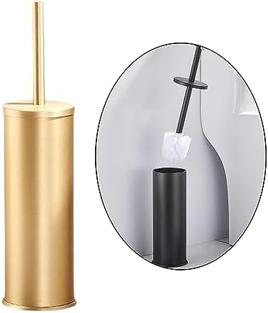 Sleek Toilet Brush Set with Holder for Effortless Cleaning and Storage, Gold, 40cmx9.2cmx9.2cm