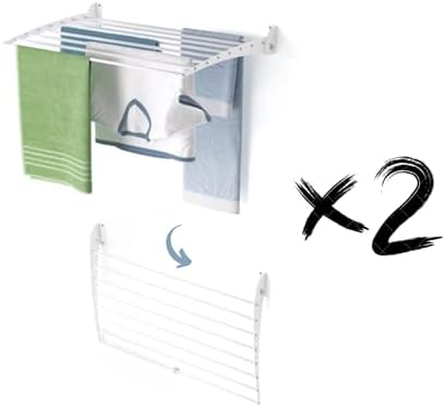foxydry Fold, wall Mounted Drying Rack, Foldable Space Saving, 32 in X2