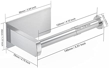 EMPAVA Self Adhesive Toilet Paper Holder - SUS304 Stainless Steel Rustproof No Drilling Paper Roll Holder Stick on Wall for Bathroom, Kitchen, Washroom, Silver
