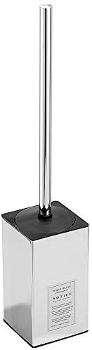 Freestanding Toilet Brush Holder for bathrooms 304 Stainless Steel Toilet Brush Stand Square Storage and Organization Rust Resistant 17-inch high Polished Chrome Finished