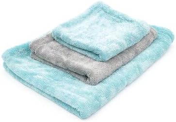 The Rag Company Liquid8r Car Drying Towel, Aqua Blue/Grey, 20x24 in, 1-Pack