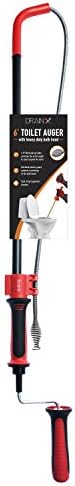 DrainX Toilet Auger 6 Foot | For Use Manually or with Drill, Telescopic for Greater Reach, Closet Auger Toilet Drain Snake, Plastic Guard for Porcelain Protection