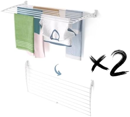foxydry Fold, wall Mounted Drying Rack, Foldable Space Saving, 46 in X2