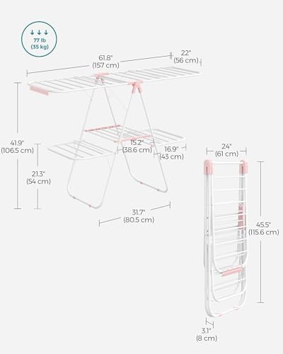 SONGMICS Clothes Drying Rack, Foldable 2-Level Stee Laundry Drying Rack