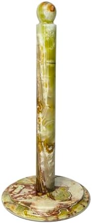 Marble Kitchen Paper Towel Holder - Hand-Crafted, Sturdy, Tabletop Stand, Durable, Non Steel & Non Plastic. (Green Onyx)