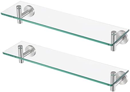 KES Bathroom Floating Glass Shelf 20-Inch, 2-Pack, Brushed Stainless Steel