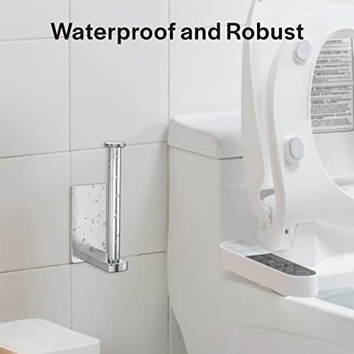 EMPAVA Self Adhesive Toilet Paper Holder - SUS304 Stainless Steel Rustproof No Drilling Paper Roll Holder Stick on Wall for Bathroom, Kitchen, Washroom, Silver