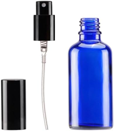 YIZHAO Blue Glass Spray Bottles 2oz, with Small Fine Mist Spray, Metal Cap, Refillable for Essential Oil,Travel,Cleaning,Perfume,Aromatherapy,Makeup – 6 Pcs