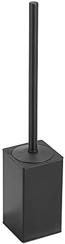 Freestanding Toilet Brush Holder for bathrooms 304 Stainless Steel Toilet Brush Stand Square Storage and Organization Rust Resistant 17-inch high Matte Black Finished