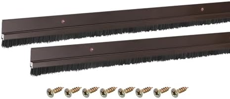 uxcell 2Pcs Door Brush Bottom Sweep H-Shape Aluminum Alloy Base with 0.4-inch PP Brush for Home, Industrial (35-inch L, Brown)