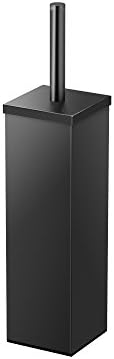 Gatco 1488MX Toilet Brush Holder for Bathroom, Square Freestanding Toilet Bowl Brush Canister with Modern Decorative Design, Matte Black