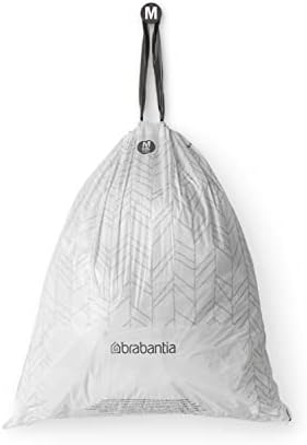 Brabantia PerfectFit Trash Bags (Size M/16 Gal) Thick Plastic Trash Can Liners with Drawstring Handles (120 Bags)