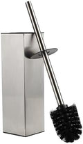 BGL Square Toilet Brush with Holder,Stainless Steel Rubber Painted Toilet Bowl Brush and Holder for Bathroom,2 Cleaner Brush Heads,Brushed Nickel