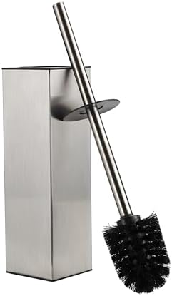 BGL Square Toilet Brush with Holder,Stainless Steel Rubber Painted Toilet Bowl Brush and Holder for Bathroom,2 Cleaner Brush Heads,Brushed Nickel