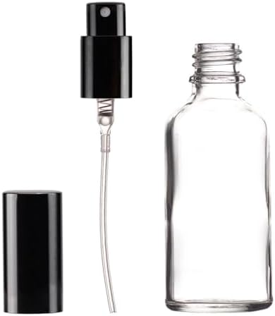 YIZHAO Clear Glass Spray Bottles 2oz, with Small Fine Mist Spray, Metal Cap, Refillable for Essential Oil,Travel,Cleaning,Perfume,Aromatherapy,Makeup – 6 Pcs