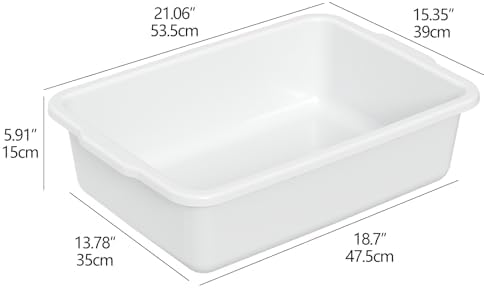 4-Pack 22L Plastic Commercial Bus Tubs for Restaurant Home, White