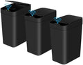 Anborry Bathroom Automatic Trash Can 3 Pack 2.2 Gallon Motion Sensor Touchless Small Slim Garbage Can with Lid Smart Electric Narrow Garbage Bin for Bedroom Living Room Office Kitchen (Black)