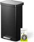 EKO Hudson Matte Stainless Steel 75 Liter/20 Gallon Large Kitchen Trash Can, Tall Step Garbage Can with Rear Bag Storage Compartment (Matte Black)