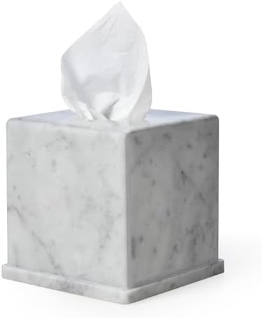 Marble Tissue Box Cover, Carrara White Tissue Organizer