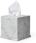Marble Tissue Box Cover, Carrara White Tissue Organizer