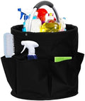 ASelected 17L Cleaning Caddy with Handle Cleaning Caddy Organiser Collapsible Storage Basket Multi Pocket Large Foldable Bucket for Indoor and Outdoor, Easy to Clean and Carry (Black)