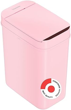 iTouchless 3 Gallon Pink Sensor Bathroom Trash Can, 10 Liter Slim Small Automatic Touchless Garbage Bin with Lid, Smart Narrow Motion Commercial Control Waste Basket for Office, Bedroom