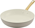 Farberware Forged Induction Ceramic Nonstick Fry Pan/Skillet, Dishwasher Safe, Gold Color Stainless Steel Handle, 12.25 Inch Frying Pan - Taupe
