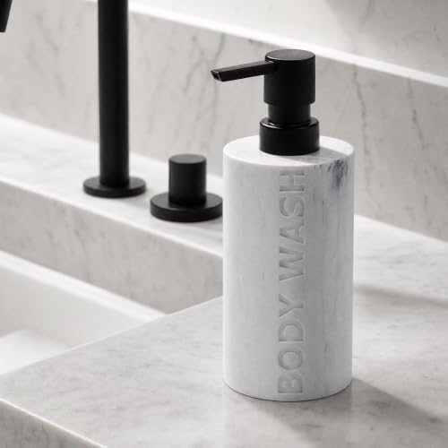 Shampoo and Body Wash Soap Dispenser,11.84OZ, 2PCS, Marble White