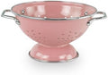 Reston Lloyd, 1 Quart Powder Coated Steel Kitchen Strainer Basket for draining Pasta, Vegetable and Fruit, Chrome Handles and Wide Stable Base, Pink