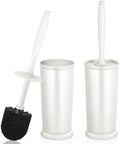 Toilet Bowl Brush Holder Set: 2 Pack Modern Deep Cleaning Bathroom Toilet Scrubber with Caddy for Rv - Rim Decorative Accessories Cleaner Brushes for Toilet (C-White) 3