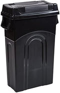 United Solutions Highboy Waste Container with Swing Lid, 23 Gallon, Space Saving Slim Profile and Simple Bag Removal, Handles for Easy Carrying, Indoor/Outdoor Use, Plastic, Black, 1-Pack.
