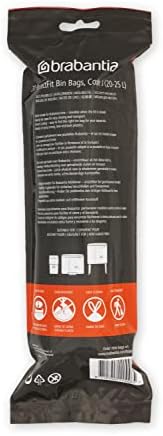 Brabantia PerfectFit Trash Bags (Size J/5.3-6.6 Gal) Thick Plastic Trash Can Liners with Drawstring Handles (120 Bags)