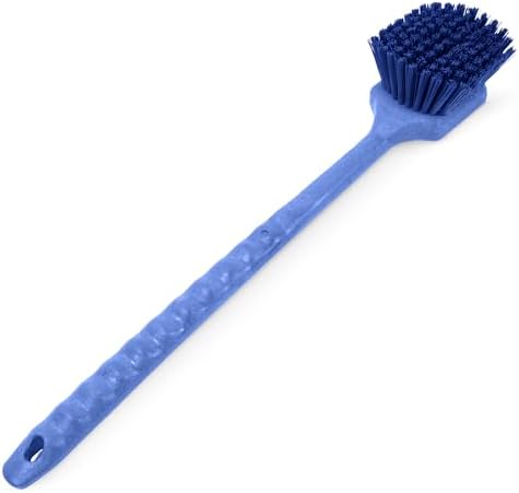 SPARTA 20" Floater Scrub Brush with Long Handle, Oil-Resistant Polyester Bristles, Multiple Trim Angles, Foam-Injected Polymer Block, Commercial Cleaning Tool, Blue, Pack of 6
