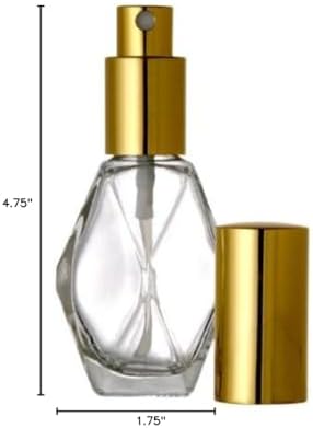 Diamond Spray Bottle. Fine Mist Perfume Cologne Atomizer for Essential Oil Aromatherapy Perfume Cologne Refillable (1 oz. 48 Bottles, Gold)