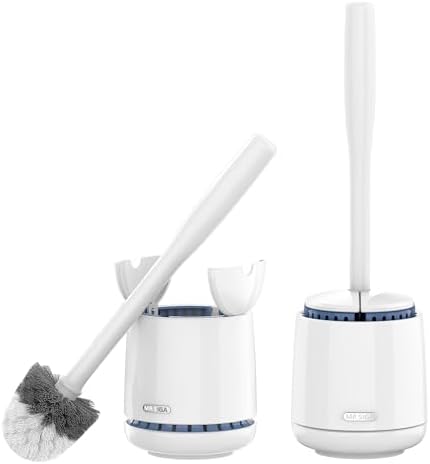 MR.SIGA Toilet Bowl Brush and Holder, Sturdy Long Handle, White, 2 Pack