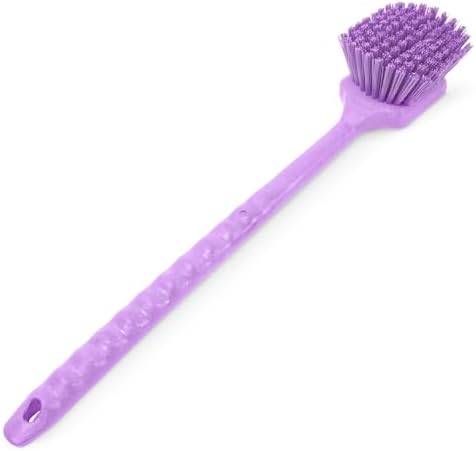 SPARTA 20" Floater Scrub Brush with Long Handle, Oil-Resistant Polyester Bristles, Multiple Trim Angles, Foam-Injected Polymer Block, Commercial Cleaning Tool, Purple, Pack of 6