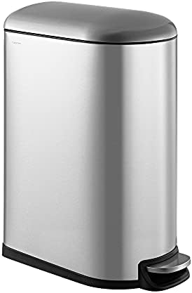 happimess Roland Mini 2.6 Gal Step Trash Can Soft-Close, Platinum Silver