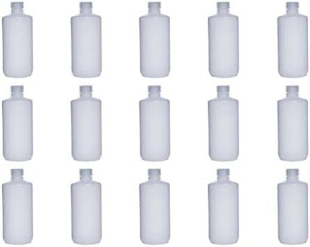 500ML 16OZ Nature Narrow Mouth HDPE Plastic Reagent Bottles with Caps Pack of 15
