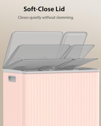Dual Trash and Recycling Bins for Kitchen, 13+6 Gal Dual Trash Can, Pink