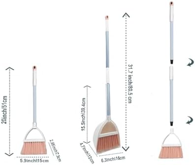 Mini Broom with Dustpan for Kids,Little Housekeeping Helper Set (White+Pink)