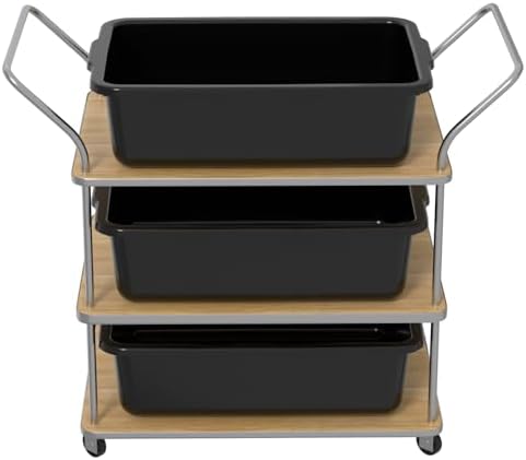 Xyskin 4-Pk Plastic Storage Bin, 23L Black Bus Utility Tub