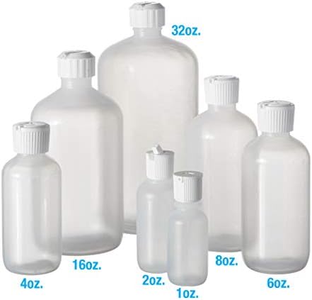 Consolidated Plastics Boston Round Bottles with Flip-Top Cap, LDPE, 2 oz., White, 24 Piece