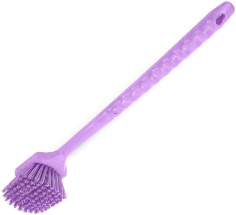 SPARTA 20" Floater Scrub Brush with Long Handle, Oil-Resistant Polyester Bristles, Multiple Trim Angles, Foam-Injected Polymer Block, Commercial Cleaning Tool, Purple, Pack of 6