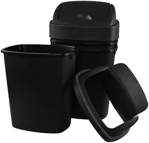 Zopnny 8-Gallon Swing Top Trash Can, Set of 4 Plastic Garbage Container