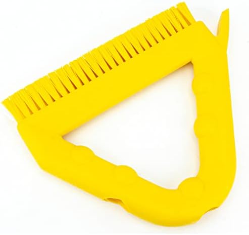 SPARTA Plastic Commercial Grout Brush, Triangle-Shaped Scrub Brush with Scraper and Two Threaded Holes for Attaching Handle (Sold Separately), 9 x 7 x 7 Inches, Yellow, (Pack of 4)