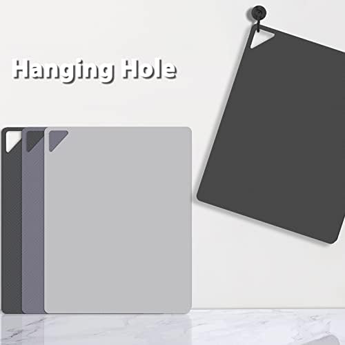 WK Flexible Plastic Cutting Boards for Kitchen, Cutting Board Mats Set of 3, Nonslip Cutting Board for Meat, Thin Cutting Sheets with Hole, Dishwasher Safe, BPA Free, 14.5x11.5"