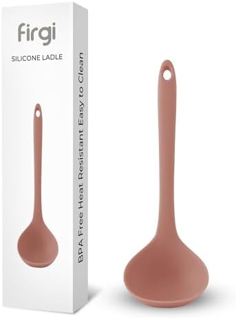 Platinum Silicone Cooking Ladle for Baking, Scraping & Mixing, 100% Food Grade Colorful Silicone Kitchen & Serving Utensils, Heat Resistant, Non-Stick Cookware - 8.6 inch Dry Rose