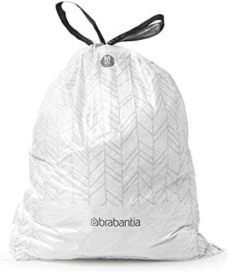 Brabantia PerfectFit Trash Bags (Size M/16 Gal) Thick Plastic Trash Can Liners with Drawstring Handles (120 Bags)