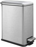 Bathroom Trash Can with Lid, Step-On Kitchen Trash can, Silver